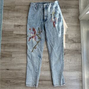 Light Wash Embroidered Kids' Jeans with Sequin Detail